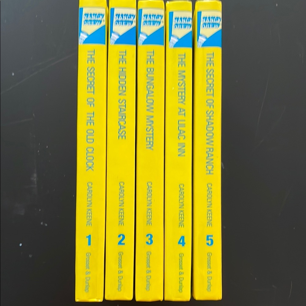 Yellow and Blue Nancy Drew Mystery Books Set